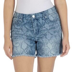 Seven 7 Women's Weekend Fray Hem Denim Animal Print Shorts New Size 10